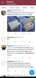 Glossier Social media Customer service example